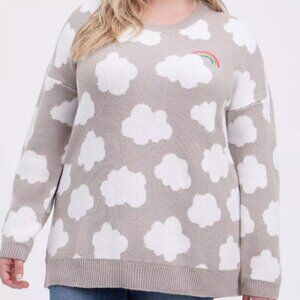 Torrid Tan Cloud Rainbow Tunic Sweater Knit Plus Size 0X Pullover Crew Neck